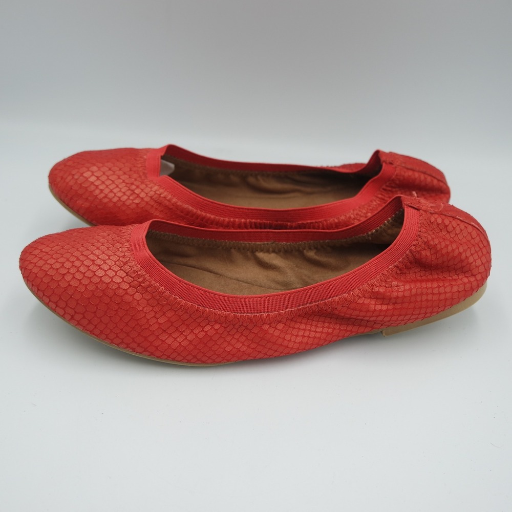Aerosoles Fable Womens Red Snakeskin Embossed Ballet Flats Slip On Size 9.5